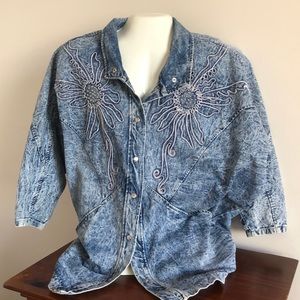 MASS nyc vintage acid wash denim jacket